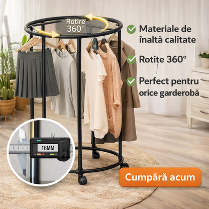 SUPORT DE HAINE ROTATIV 360° – NEGRU