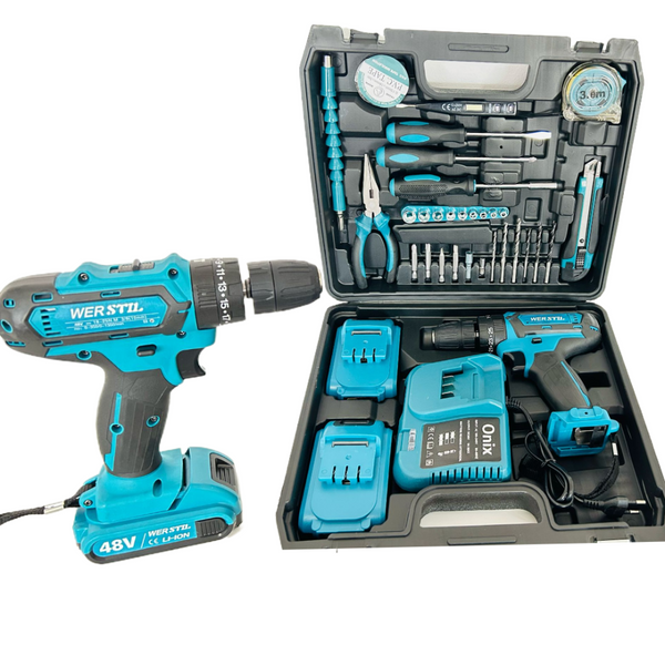 Trusa Bormasina Autofiletanta si Percutie  2 Acumulatori 48V 5Ah + 30 Accesorii