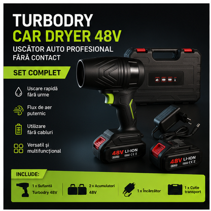 Suflanta CAR DRY Multifunctionala Portabila 48v, 2 acumulatori inclusi!!!