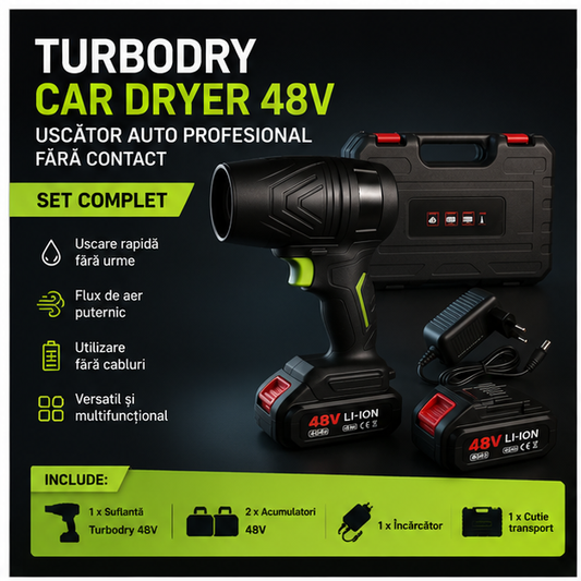 Suflanta CAR DRY Multifunctionala Portabila 48v, 2 acumulatori inclusi!!!