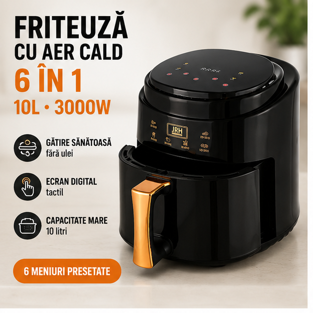 Friteuza Fara Ulei Air Fryer , Displat Digital, Functie de Coacere jrh 10L