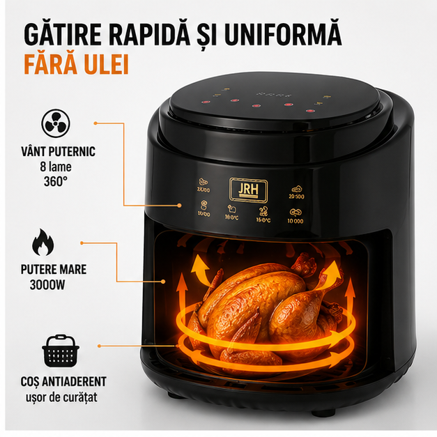 Friteuza Fara Ulei Air Fryer , Displat Digital, Functie de Coacere jrh 10L