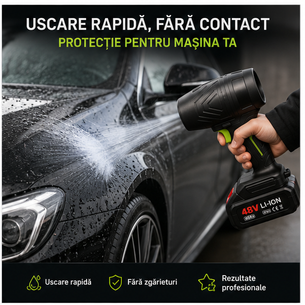 Suflanta CAR DRY Multifunctionala Portabila 48v, 2 acumulatori inclusi!!!
