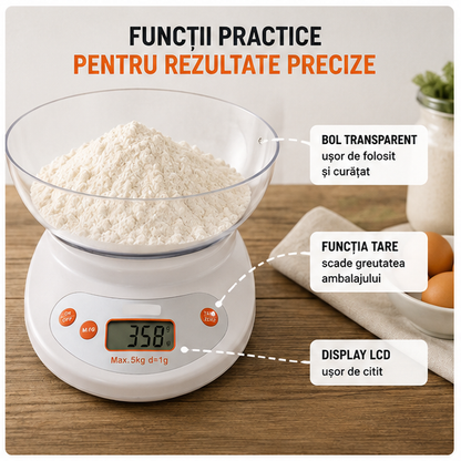 Cantar electronic de bucatarie cu bol de plastic sonashi 5kg