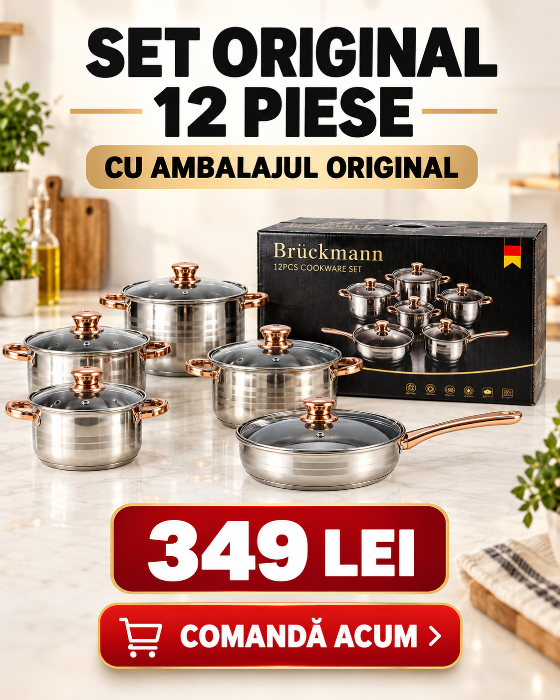 Set original de 12 piese cu ambalajul original și prețul de 349 lei